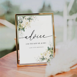 White Roses Floral Advice Sign