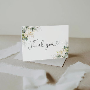 White Roses Floral Baby Shower Thank You Card 