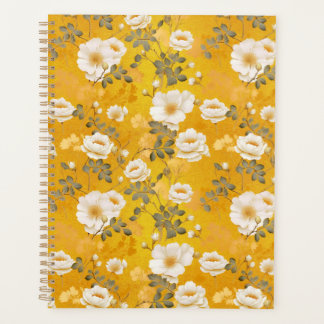 White Roses Floral Chiyogami Planner