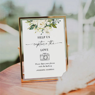 White Roses Floral Help Us Capture The Love Sign