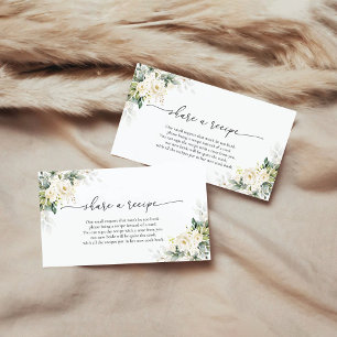 White Roses Floral Recipe Request Card