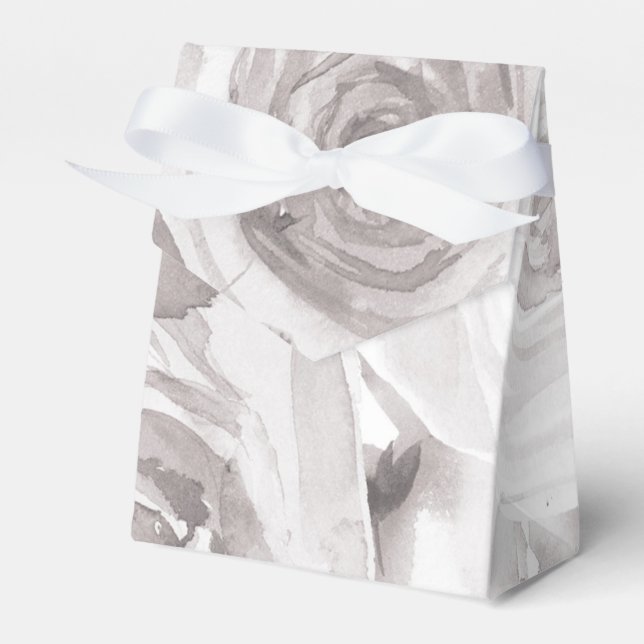 White Roses Floral Rose Modern Elegant Wedding Favor Box (Front Side)
