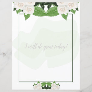 White Roses Floral Writing Paper