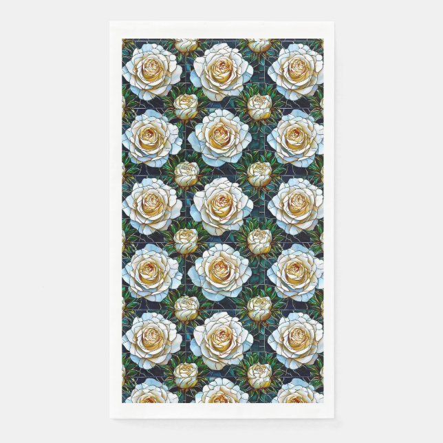 White roses flowers napkin (Front)
