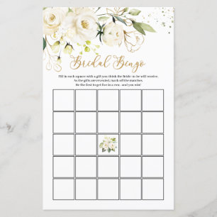 White Roses Foliage Bridal Bingo Game