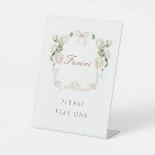 White Roses Frame Favours Pedestal Sign