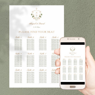 White Roses Frame Religious Wedding Seating Chart