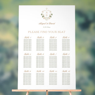 White Roses Frame Religious Wedding Seating Chart