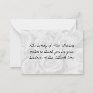 White Roses Funeral Thank You Card