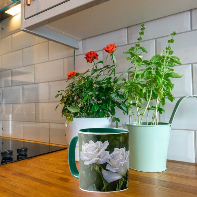 White Roses Garden Art Mug Cup (Créateur téléchargé)