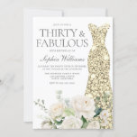 White Roses Gold Gown 30th Birthday Party Invitation<br><div class="desc">White Roses Gold Gown 30th Birthday Party Invitation

See matching collection in Niche and Nest Store</div>