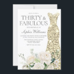 White Roses Gold Gown 30th Birthday Party Invitation<br><div class="desc">White Roses Gold Gown 30th Birthday Party Invitation

See matching collection in Niche and Nest Store</div>