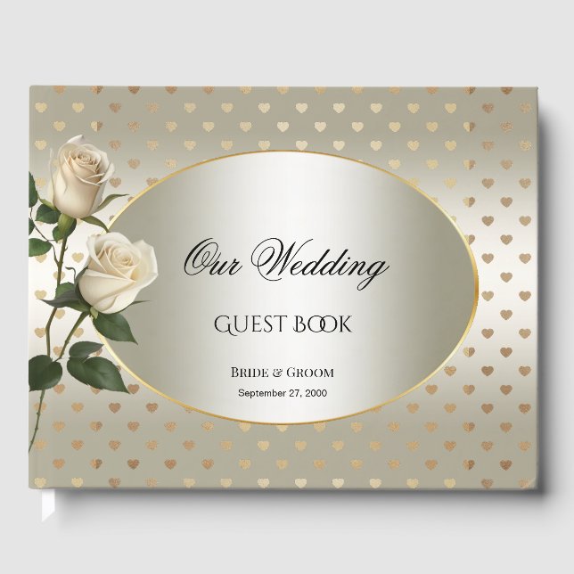 White Roses Gold Hearts Livre d'or (Recto)