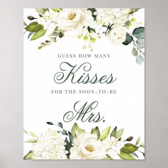 White Roses How Many Kisses Sign (Front)
