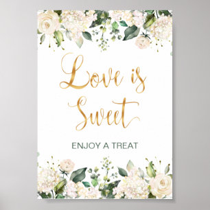 White roses, hydrangea Love is sweet sign