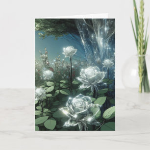 White Roses in Birthday Magical Garden Card
