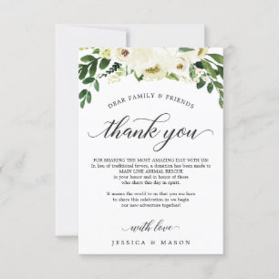 White Roses In Lieu of Favors Place Card