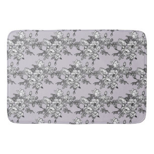 white roses lavender background bath mat