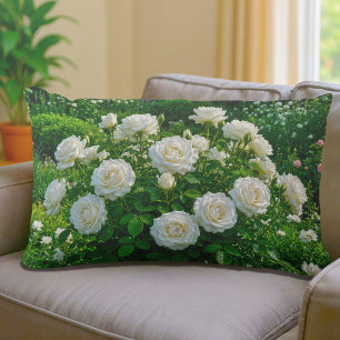 White Roses Lumbar Pillow