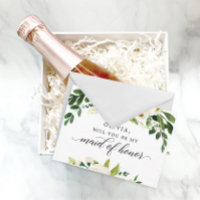 White Roses Maid of Honor Proposal Card