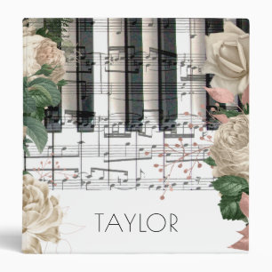 white roses music piano keyboard notes binder