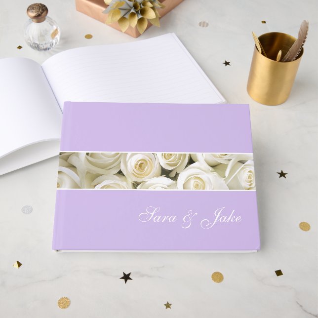 White Roses Non-Foil Guest Book (Front Open)
