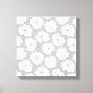 White Roses on Light Grey - seamless pattern. Canvas Print