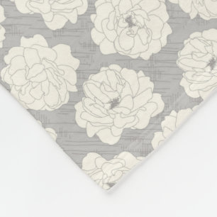 White Roses on Light Grey - seamless pattern. Fleece Blanket