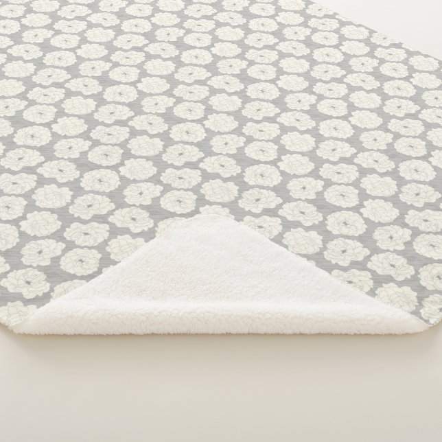 White Roses on Light Grey - seamless pattern. Sherpa Blanket (3/4)