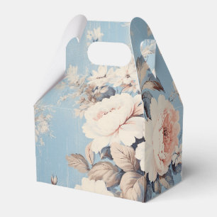 White Roses on Rustic Blue Background Favor Box