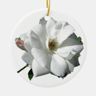 White Roses Party Shower Wedding Blossoms Destiny Ceramic Ornament