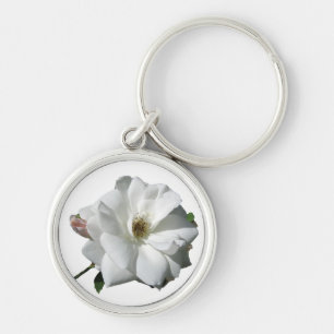 White Roses Party Shower Wedding Blossoms Destiny Keychain