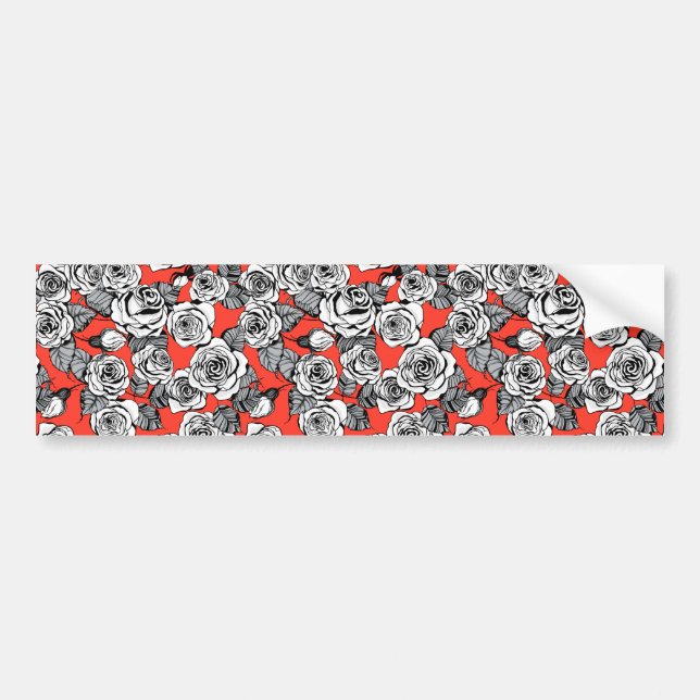 White roses pattern bumper sticker (Front)