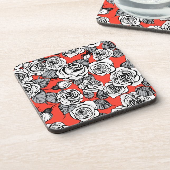 White roses pattern coaster (Left Side)