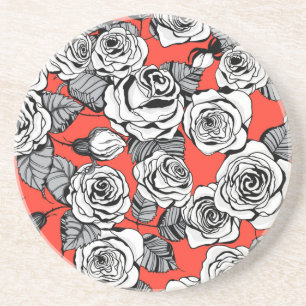 White roses pattern coaster