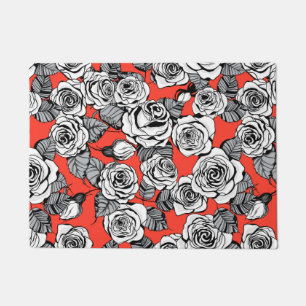 White roses pattern doormat