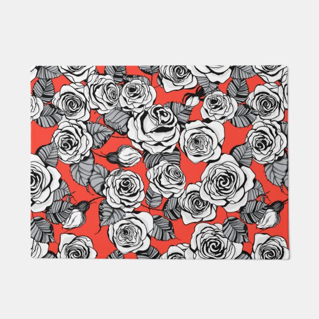 White roses pattern doormat (Front)