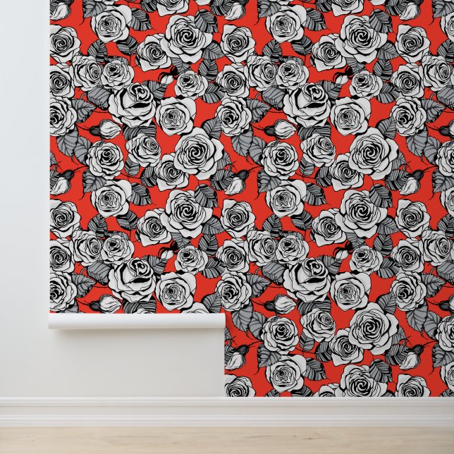 White roses pattern wallpaper (Application)