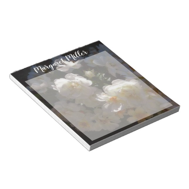 White roses personalized notepad (Angled)