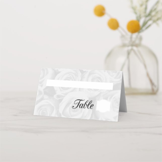 White roses place card (Front)