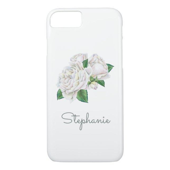 White Roses Pretty Watercolor Case-Mate iPhone Case (Back)