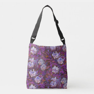"White roses, purple leaves", beautiful flowers Crossbody Bag