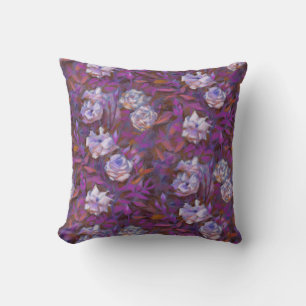 "White roses, purple leaves", beautiful flowers Throw Pillow