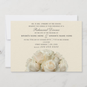 White Roses Rehearsal Dinner Invitation