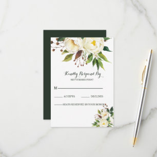White Roses RSVP Card