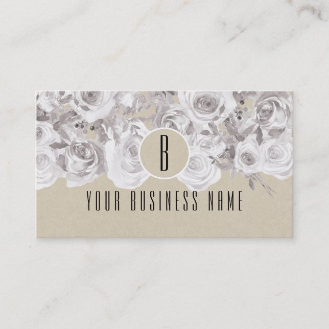 White Roses Rustic Kraft Customer Loyalty Card (Front)