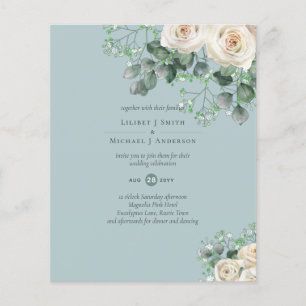 White Roses Sage Eucalyptus Lemon Yellow WEDDING Flyer
