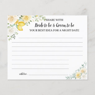 White Roses Share a Date Night Bridal Shower Card
