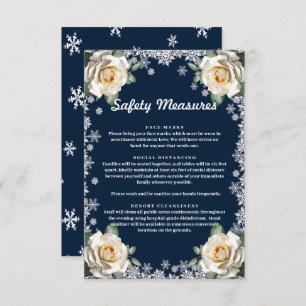 White Roses Snowflake Christmas Safety Measures Enclosure Card
