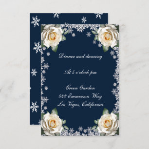White Roses Snowflake Christmas Wedding Reception  Invitation